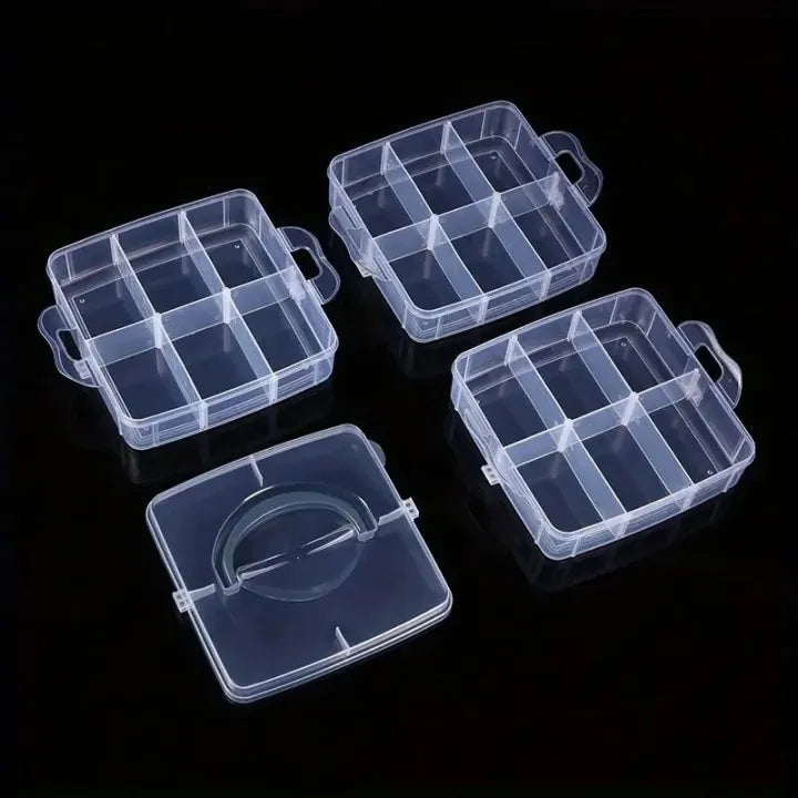3 Layer-30 Grid Storage box, Transparent Plastic Organizer with Adjustable Compartment for Jewelry, Rings, Art Craft, Earings Box (Random Color)