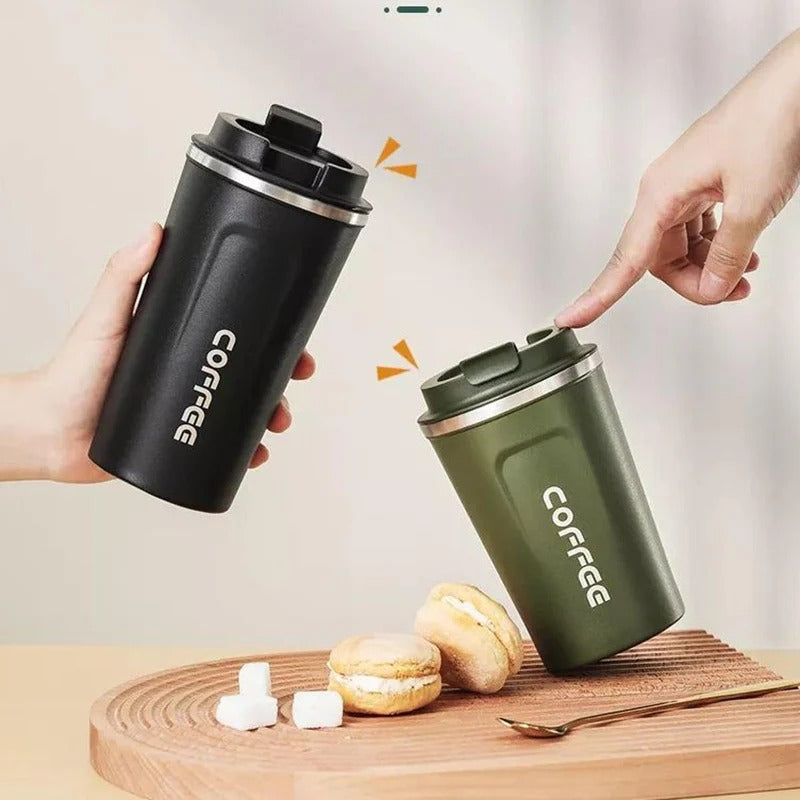 Stainless Steel Thermos Flask| Coffee Mugs 380ml/500ml Insulation Water Bottle Cups |Drinkware With Double Lid| Travel Tea Mug