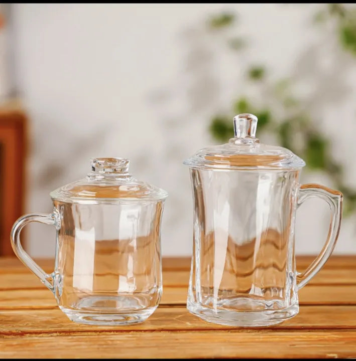 A Delisoga 360ml Transparent Coffee Mug with Lid| Tea Mug with Lid