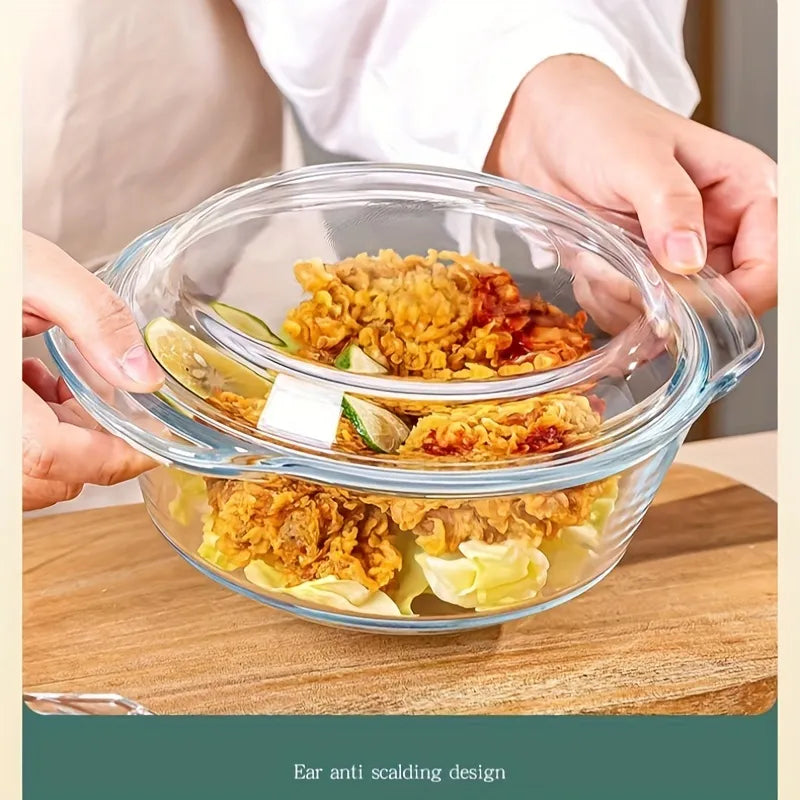 3pcs High Borosilicate Heat Resistant Glass Containers With Lids | Suitable for Noodle Bowls And Steaming Eggs