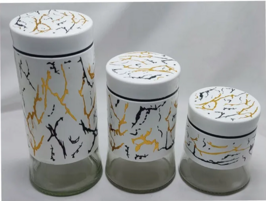 Storage Canisters Set With Tight Steel Stylish Glass & Stainless Steel Kitchen Containers for Coffee Tea & Sugar