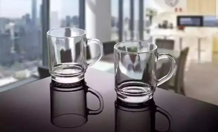 Coffee Mugs Clear Glass Set of 6| Warm Beverage Cups| Party Juice Cups
