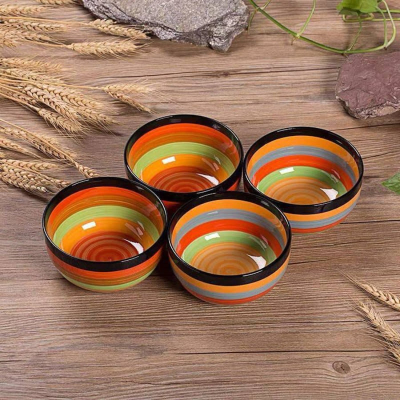 Colorful Porcelain Striped Bowl – 3pcs |Small , Medium & Large|For Serving Snacks, Soup Or Desserts